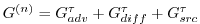 $ G^{(n)} = G_{adv}^\tau + G_{diff}^\tau + G_{src}^\tau$