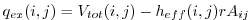 $ q_{ex}(i,j) = V_{tot}(i,j) - h_{eff}(i,j)rA_{ij}$