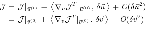 \begin{equation*}\begin{aligned}{\cal J} & = \, {\cal J} \vert _{\vec{u}^{(0)}} ...
...vec{v} \, \right\rangle \, + \, O(\delta \vec{v}^2) \end{aligned}\end{equation*}