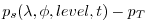 $\displaystyle p_s(\lambda, \phi, level , t) - p_T$