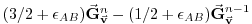 $\displaystyle (3/2 + \epsilon_{AB} ) \vec{\bf G}_{\vec{\bf v}}^{n} - (1/2 + \epsilon_{AB} ) \vec{\bf G}_{\vec{\bf v}}^{n-1}$