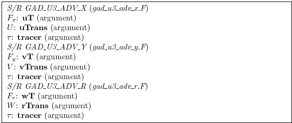 \fbox{ \begin{minipage}{4.75in}
{\em S/R GAD\_U3\_ADV\_X} ({\em gad\_u3\_adv\_x....
...bf rTrans} (argument)
\par
$\tau$: {\bf tracer} (argument)
\par
\end{minipage} }