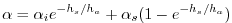 $\displaystyle \alpha = \alpha_i e^{-h_s/h_a} + \alpha_s (1-e^{-h_s/h_a})
$