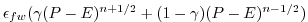 $ \epsilon_{fw} ( \gamma (P-E)^{n+1/2} + (1-\gamma) (P-E)^{n-1/2} )$