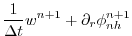 $\displaystyle \frac{1}{\Delta t} w^{n+1} + \partial_r \phi_{nh}^{n+1}$