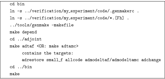 \begin{displaymath}
\boxed{
\begin{split}
~ & \mbox{\tt cd bin} \\
~ & \mbox{...
...\mbox{\tt cd ../bin} \\
~ & \mbox{\tt make} \\
\end{split}}
\end{displaymath}