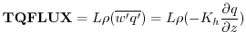 $\displaystyle {\bf TQFLUX} = {L {\rho } (\overline{w^{\prime}q^{\prime}})} =
{L {\rho }(- K_h {\partial q \over {\partial z}})}
$