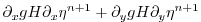 $\displaystyle \partial_x g H \partial_x \eta^{n+1}
+ \partial_y g H \partial_y \eta^{n+1}$