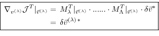 \begin{equation*}\boxed{ \begin{aligned}\nabla_{v^{(\lambda)}} {\cal J}^T \vert ...
...t} \\ ~ & = \, \delta \vec{v}^{(\lambda) \, \ast} \end{aligned} }\end{equation*}