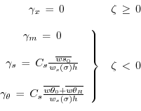 \begin{displaymath}\begin{array}{cl}
\gamma_x \, = \, 0 & \zeta \, \ge \, 0 \\
...
...) h} \\
\end{array}\right\}
&
\zeta \, < \, 0 \\
\end{array}\end{displaymath}