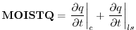 $\displaystyle {\bf MOISTQ} = \left. {\frac{\partial q}{\partial t}}\right\vert _{c} + \left. {\frac{\partial q}{\partial t}} \right\vert _{ls}
$