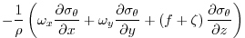 $\displaystyle -\frac{1}{\rho}\left(\omega_x \frac{\partial \sigma_\theta}{\part...
...ial y} +
\left(f+\zeta\right) \frac{\partial \sigma_\theta}{\partial z}\right)$