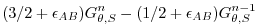 $\displaystyle (3/2+\epsilon_{AB}) G_{\theta,S}^{n}-(1/2+\epsilon_{AB}) G_{\theta,S}^{n-1}$