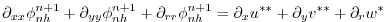 $\displaystyle \partial_{xx} \phi_{nh}^{n+1} + \partial_{yy} \phi_{nh}^{n+1} + \...
...{rr} \phi_{nh}^{n+1} = \partial_x u^{**} + \partial_y v^{**} + \partial_r w^{*}$