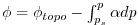 $ \phi = \phi_{topo} - \int^p_{p_s} \alpha dp$