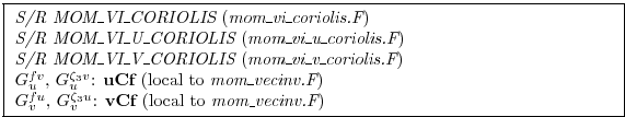 \fbox{ \begin{minipage}{4.75in}
{\em S/R MOM\_VI\_CORIOLIS} ({\em mom\_vi\_corio...
...}$, $G_v^{\zeta_3 u}$: {\bf vCf} (local to {\em mom\_vecinv.F})
\end{minipage} }