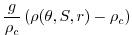 $\displaystyle \frac{g}{\rho _{c}}\left( \rho (\theta ,S,r)-\rho
_{c}\right)$
