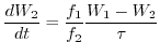 $\displaystyle \frac{dW_{2}}{dt}=\frac{f_{1}}{f_{2}}\frac{W_{1}-W_{2}}{\tau }$