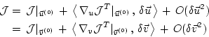 \begin{displaymath}\begin{split}{\cal J} & = \, {\cal J} \vert _{\vec{u}^{(0)}} ...
...vec{v} \, \right\rangle \, + \, O(\delta \vec{v}^2) \end{split}\end{displaymath}