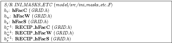 \fbox{ \begin{minipage}{4.75in}
{\em S/R INI\_MASKS\_ETC} ({\em model/src/ini\_m...
...RID.h})
\par
$h_s^{-1}$: {\bf RECIP\_hFacS} ({\em GRID.h})
\par
\end{minipage} }