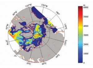 Bathymetry and boundaries of the Arctic domain in the model - source Yang et al., 2011