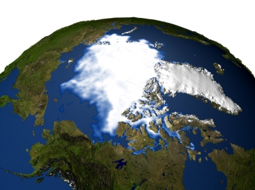 The extent of seasonal sea ice in the Arctic depends in part on regional winds and ocean currents, according to a new MIT study. Image: NASA GSFC Scientific Visualization Studio
