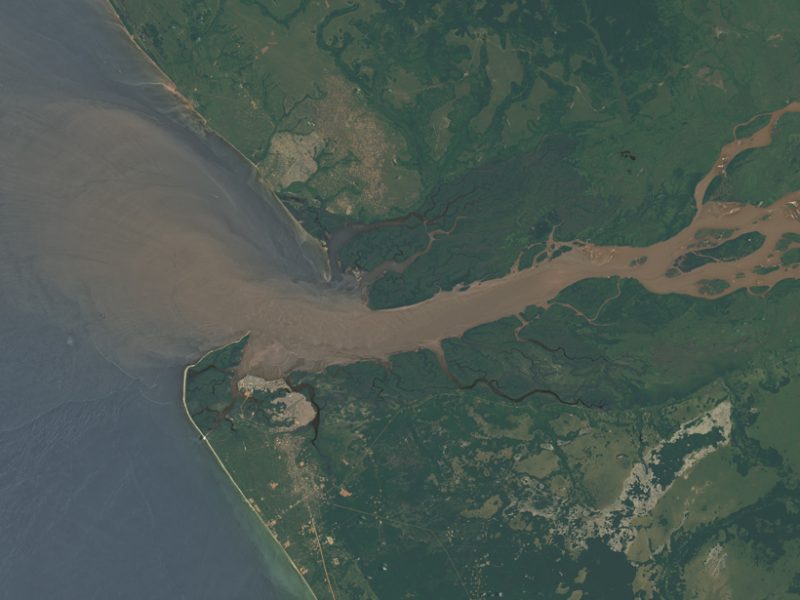 A Landsat 8 image of the mouth of the Congo River taken 2 March 2015. Credit: NASA/USGS